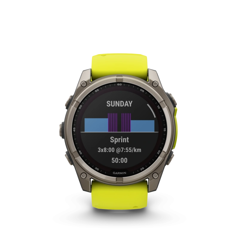 Garmin Fenix 8 - 51 мм SOLAR | SAPPHIRE | Titanium with Amp yellow/graphite silicone band