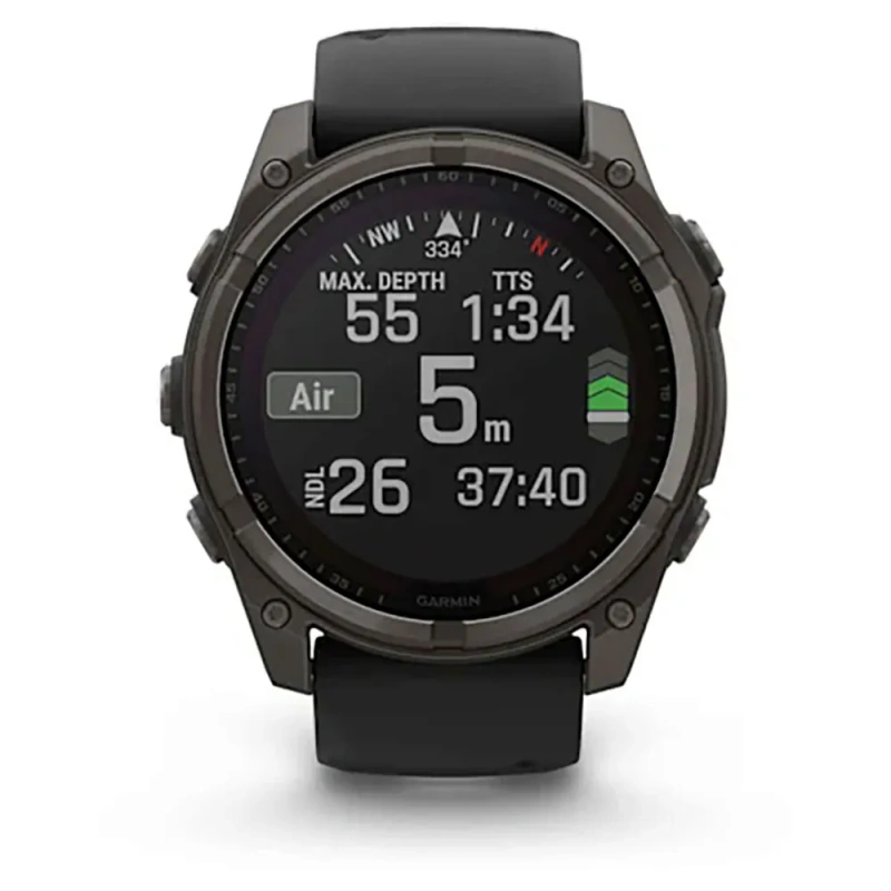 Garmin Fenix 8 - 51 мм SOLAR | SAPPHIRE | Carbon grey DLC titanium with Black/pebble grey silicone band