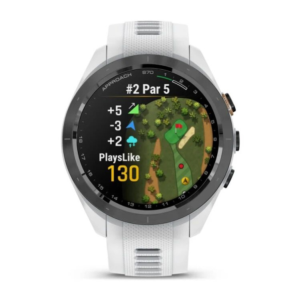 Garmin Approach S70 - 42 мм | Black/Peach Ceramic Bezel with White Silicone Band