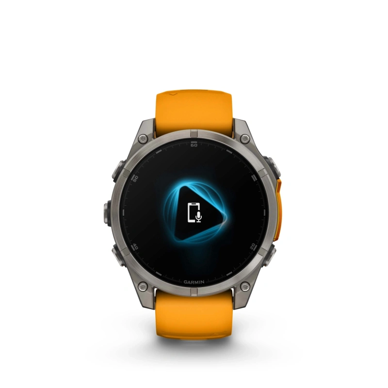 Garmin Fenix 8 - 47 мм AMOLED | SAPPHIRE | Titanium with Spark orange/graphite silicone band